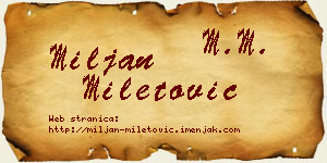 Miljan Miletović vizit kartica